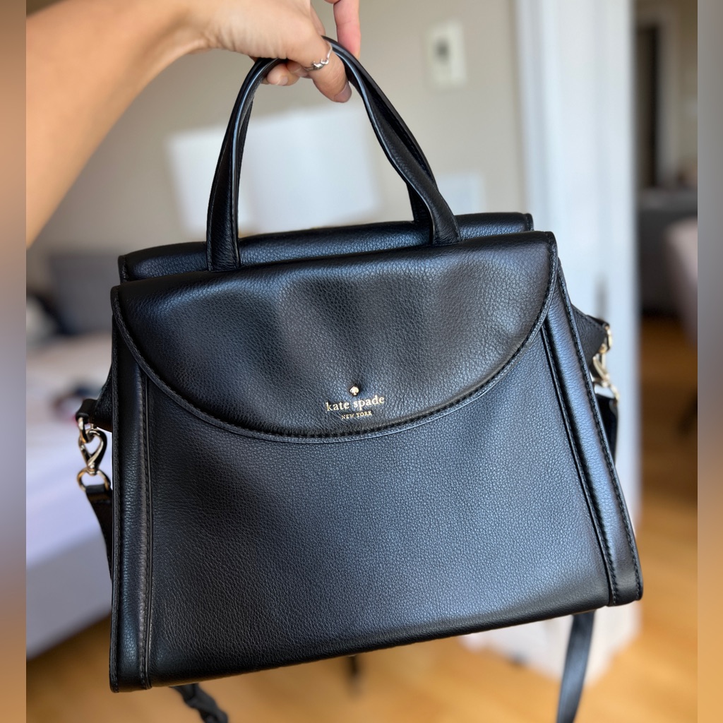 Kate Spade Medium Cobble Hill Adrien Leather Satchel Crossbody In Black